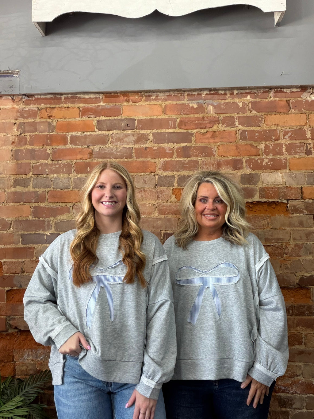 Heather Grey Bow Pullover
