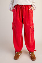 Red Washed Cargo Pants