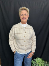 Load image into Gallery viewer, Striped Oatmeal Button Sweater
