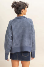 Dusty Blue Mock Neck Pullover