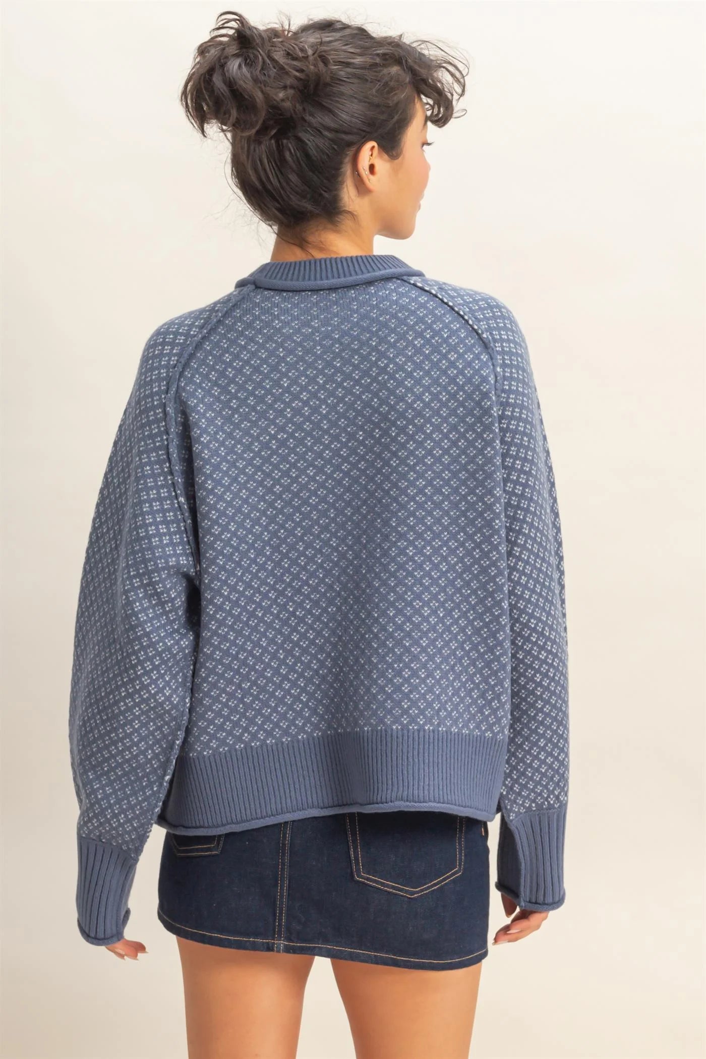 Dusty Blue Mock Neck Pullover