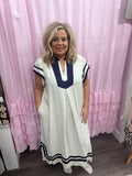 Curvy Linen Oatmeal Midi Dress