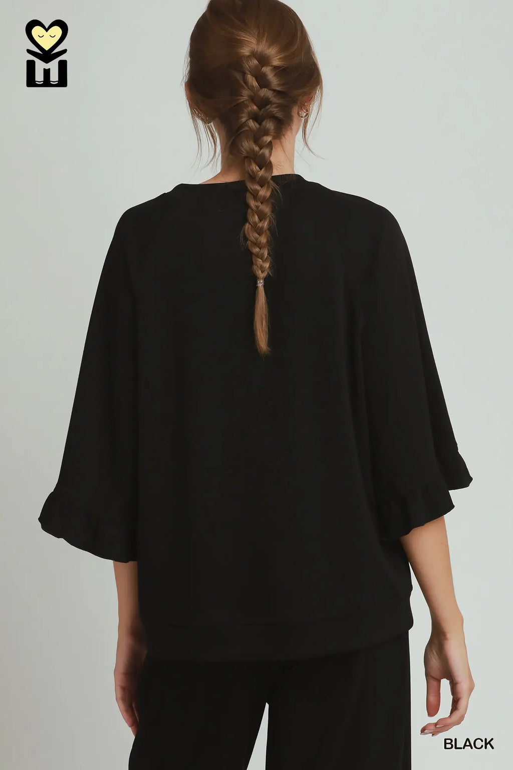 Black Ruffle Tier Sleeve Top