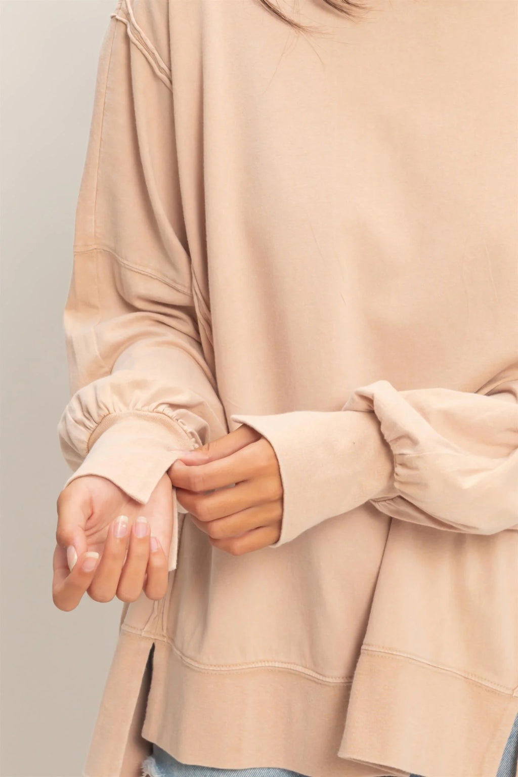 Taupe Exposed Seam Sweatshirt