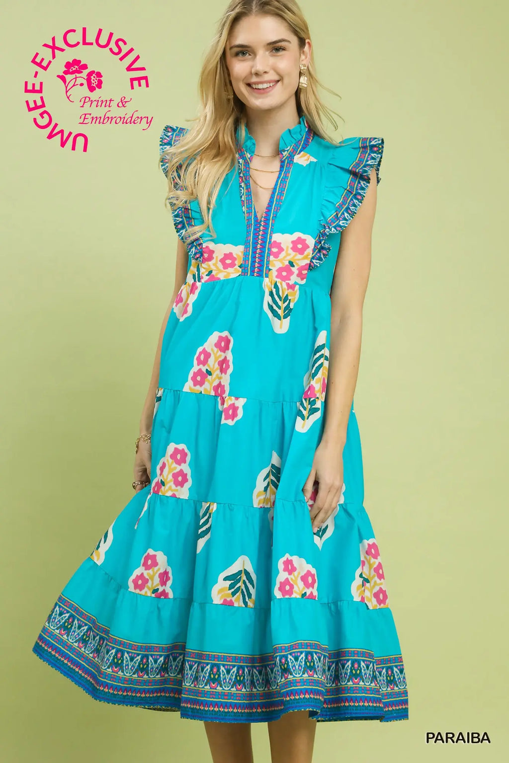 Blue Boho Tiered Dress