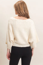 Cream Ribbed Boatneck Sweater