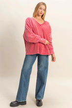 Load image into Gallery viewer, Red Washed VNeck Sweatshirt
