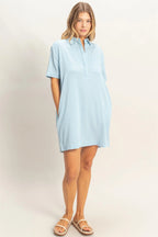 Sky Blue Shirt Dress