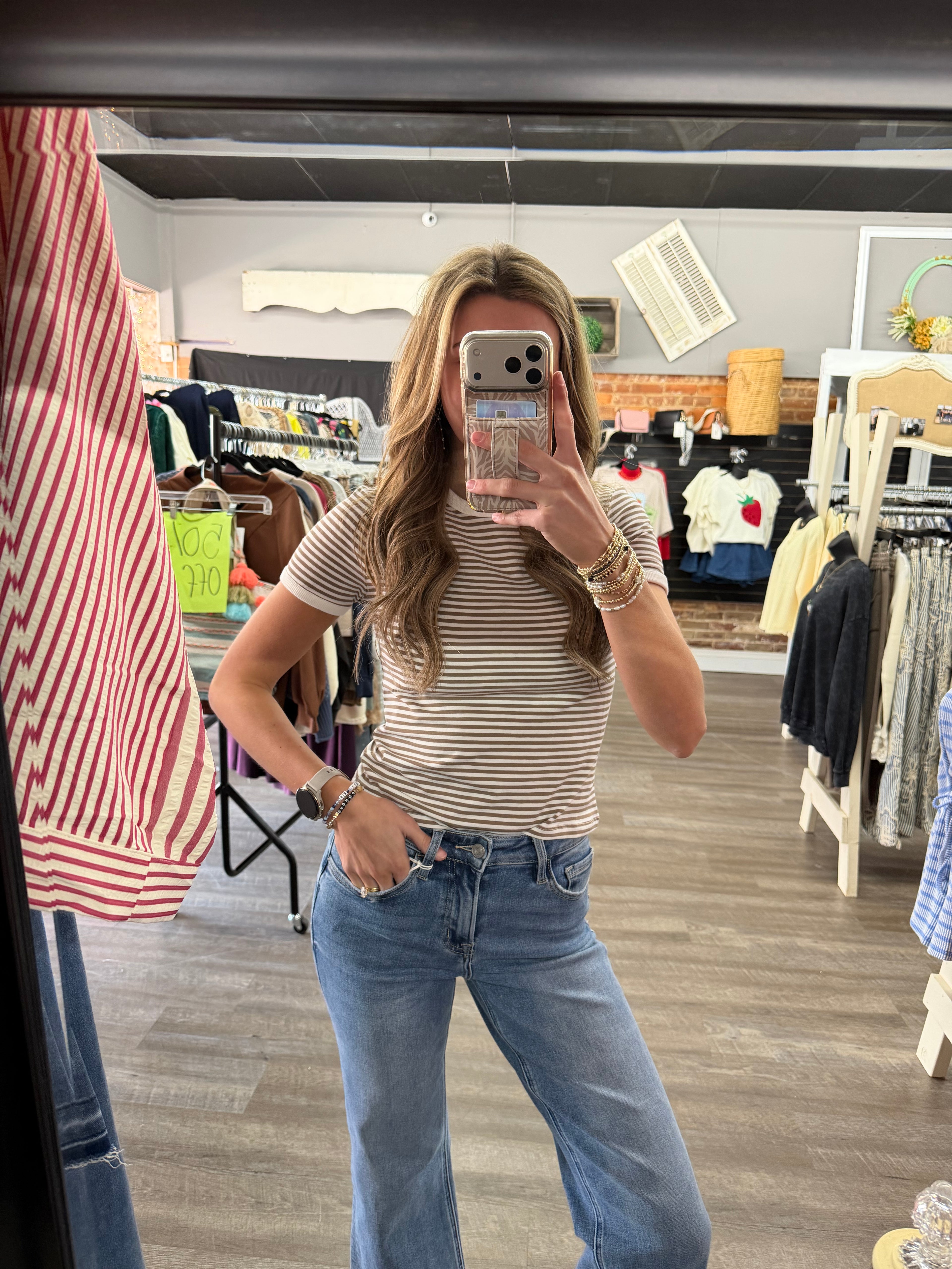 Mocha Brown Striped Baby Tee