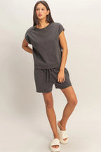 Solid Black Short Set