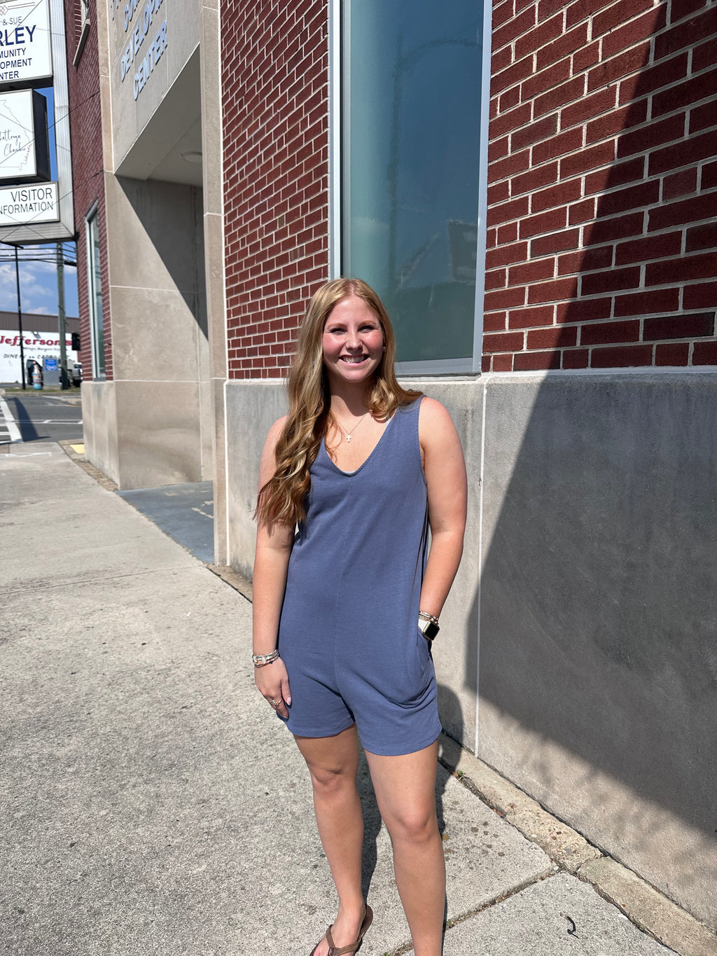 Dusty Indigo Sleeveless Romper