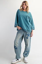 Load image into Gallery viewer, Teal Mineral Washed Pullover
