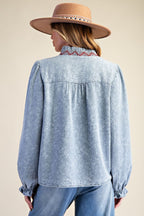 Denim Balloon Sleeve Top