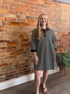 Taupe/Black Stripe Dress