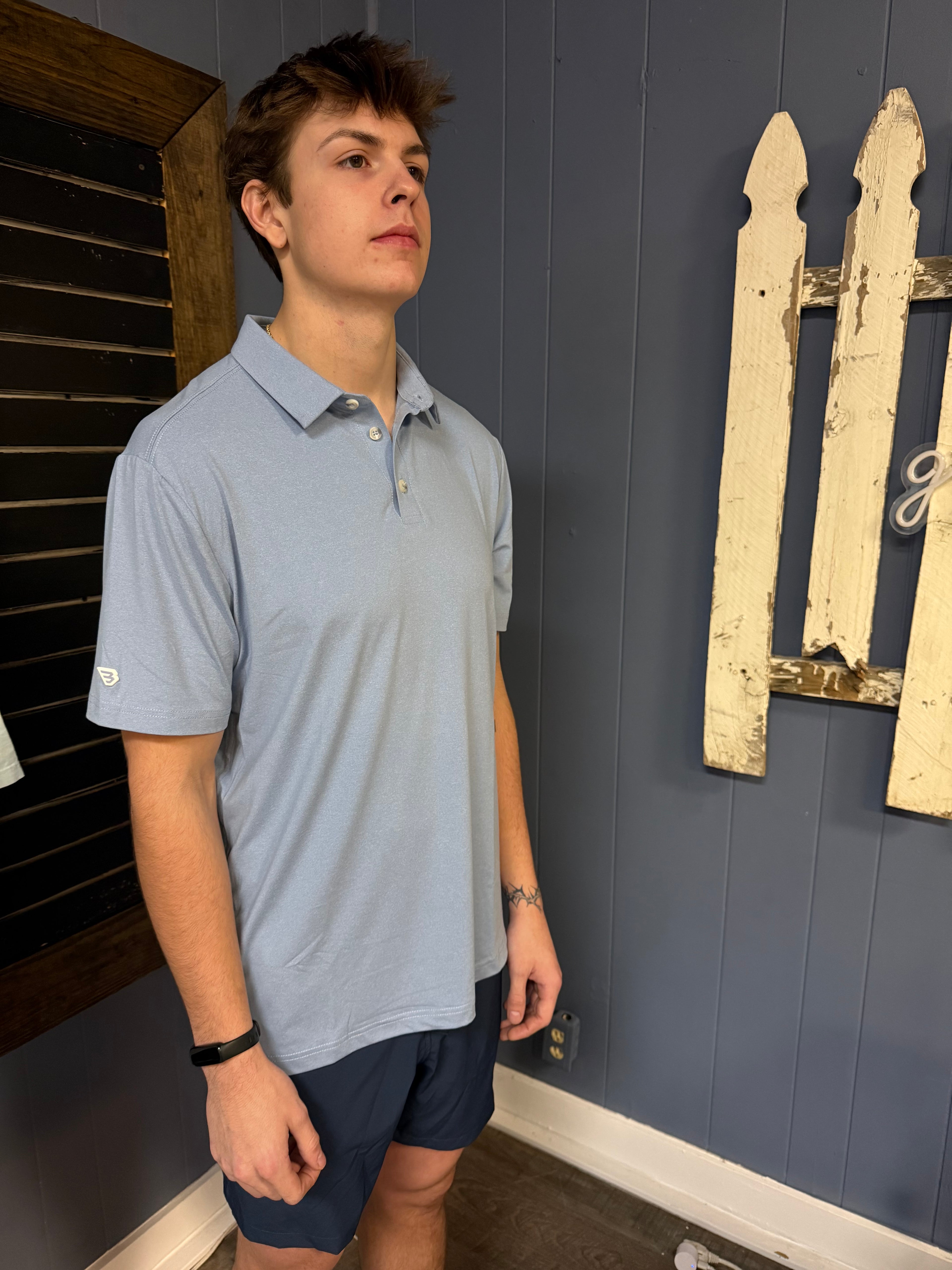 Performance Polo - Heather Sky Blue