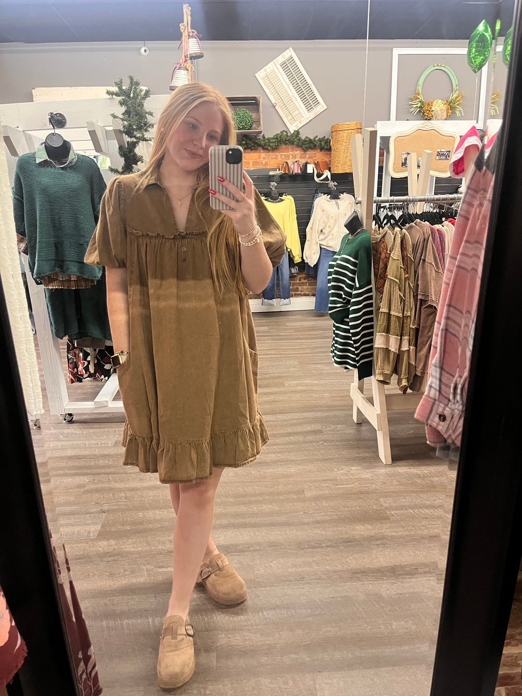 Ruffle Bottom Mocha Dress