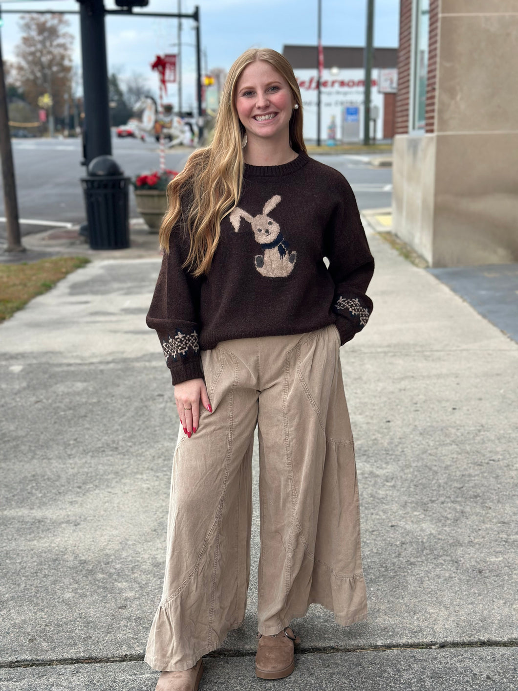 Khaki Corduroy Palazzo Pant