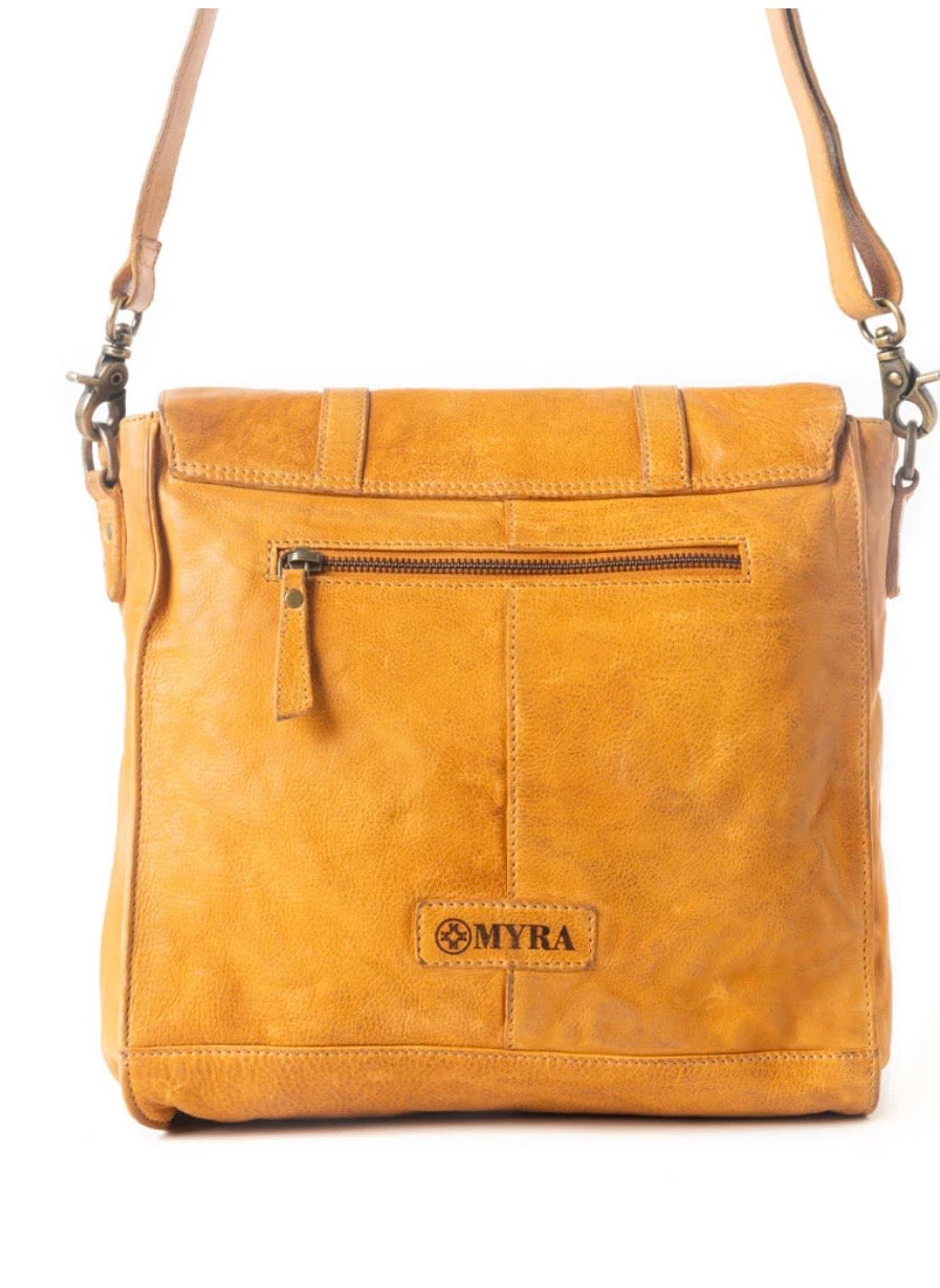Myra Western Rune Leather Crossbody Bag In Orange