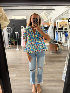 Aqua Floral Top