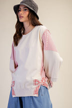 Cream Bow Stripe Pullover
