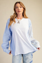 Peri Blue Striped Crew Neck Top