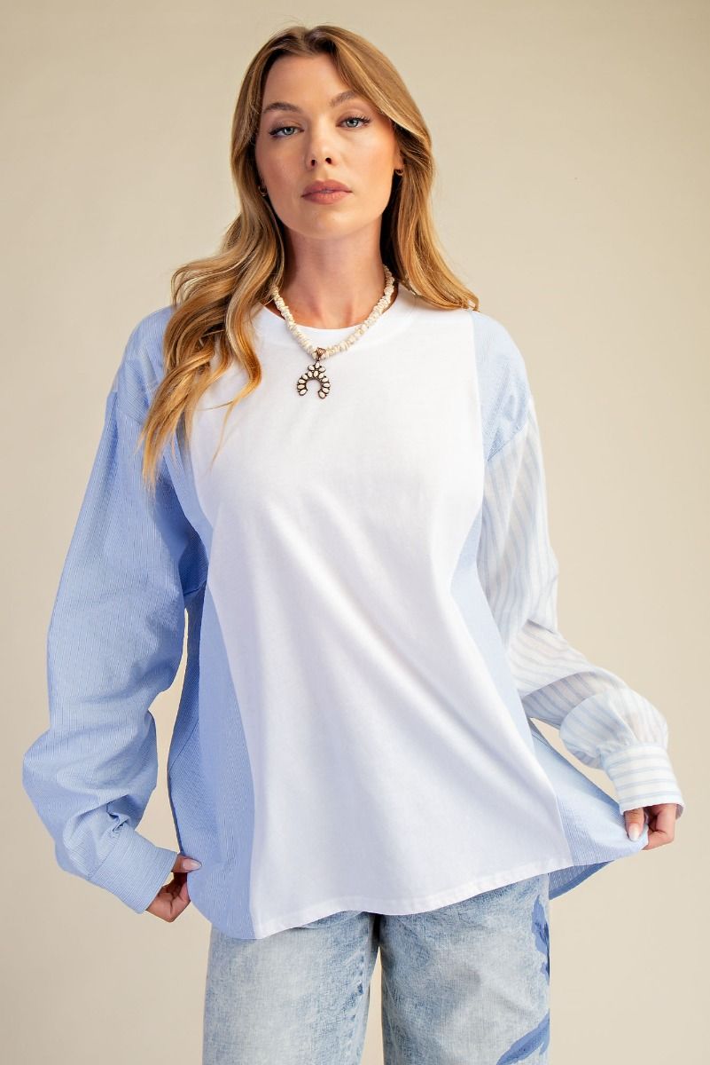 Peri Blue Striped Crew Neck Top