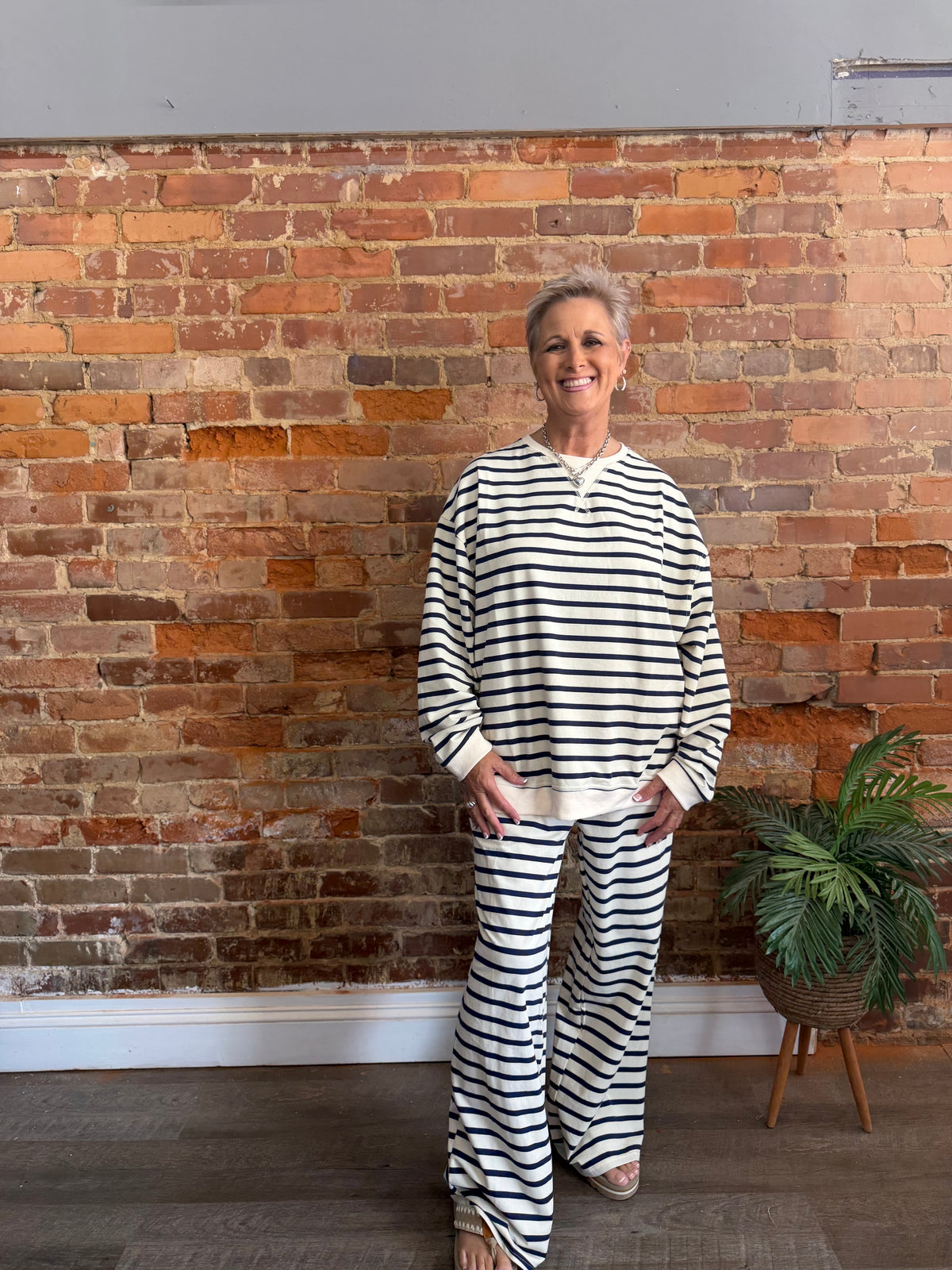 Navy Horizontal Striped Set