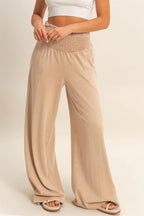 Dark Mocha Mineral Wash Wide Leg Pant