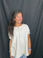 Ecru Ruffled Mineral Washed Top