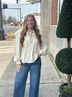 Necktie Smocked Cuff Top