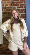Load image into Gallery viewer, Short Cream Ribbed Romper
