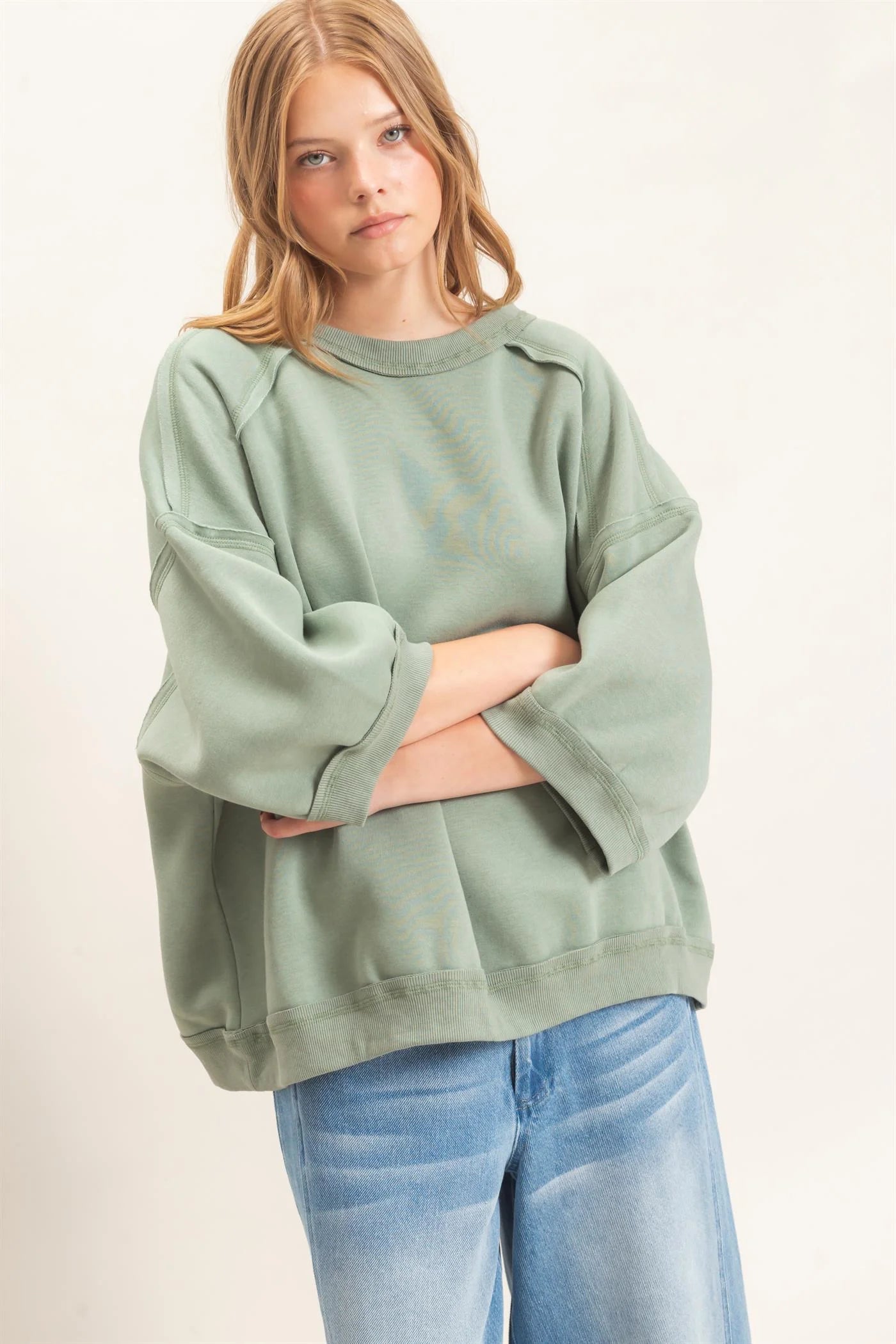 Sage Exposed Seam Sweatshirt