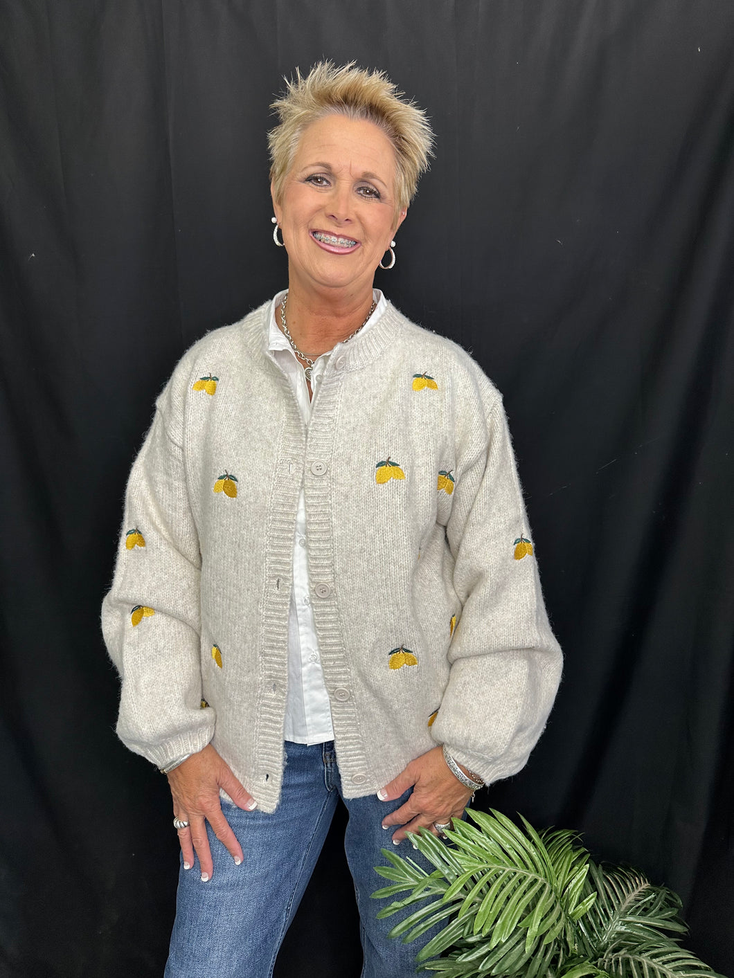 Oatmeal Colored Lemon Cardigan