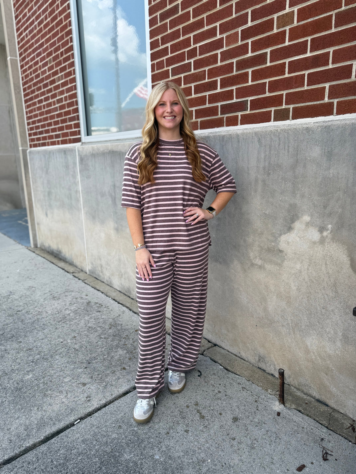 Mauve/Brown Striped Set