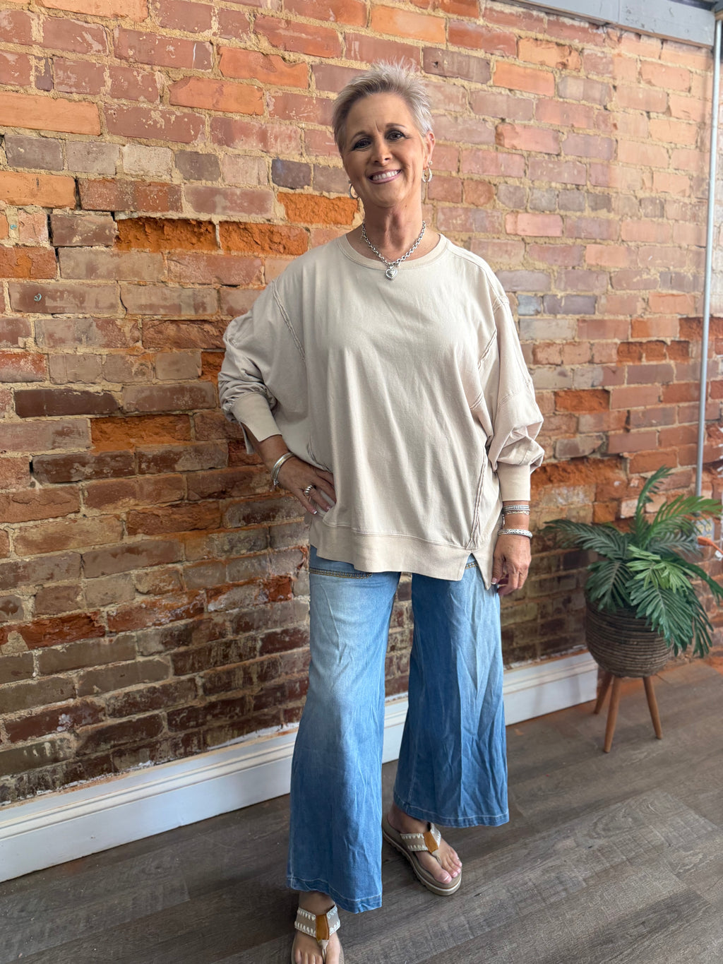 Taupe Exposed Seam Sweatshirt