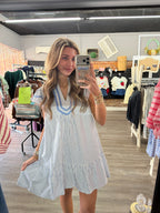 Blue Skies Pinstriped Dress