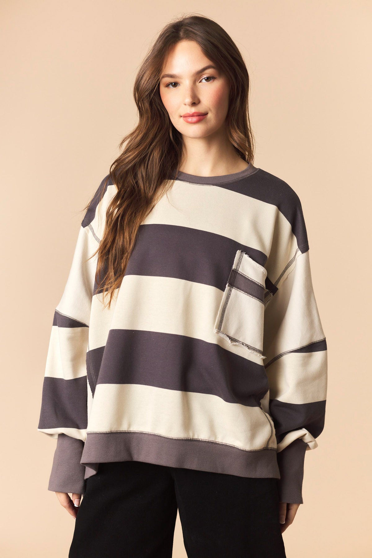 Charcoal/Ivory Oversized Sweatshirt