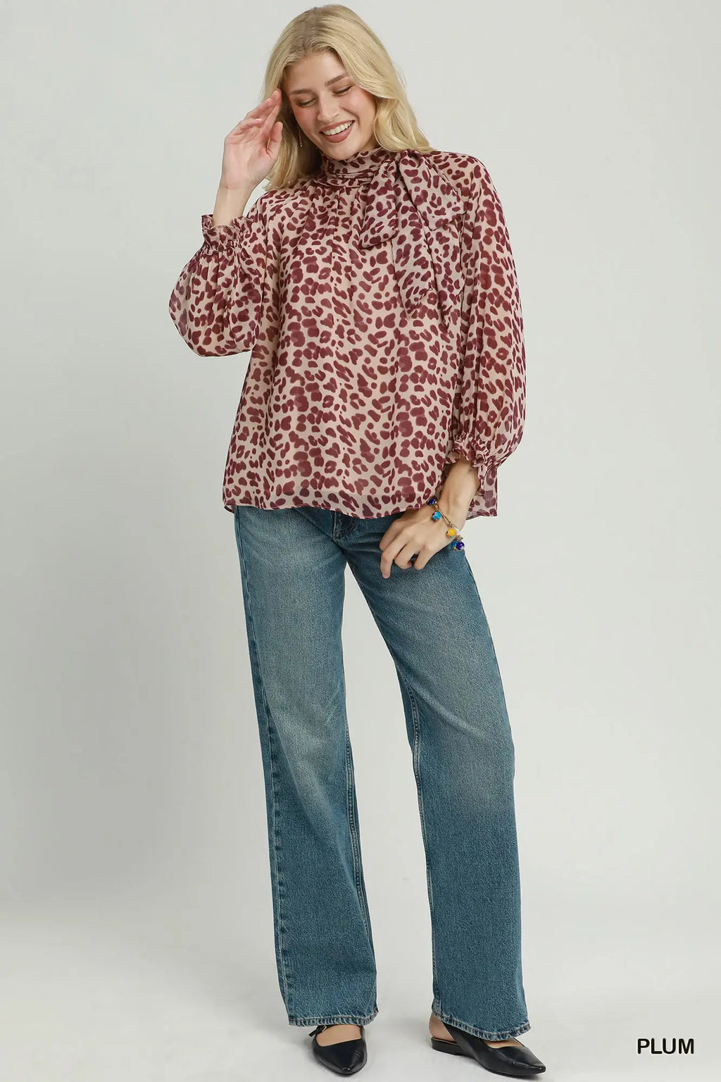 Plum Animal Print Top