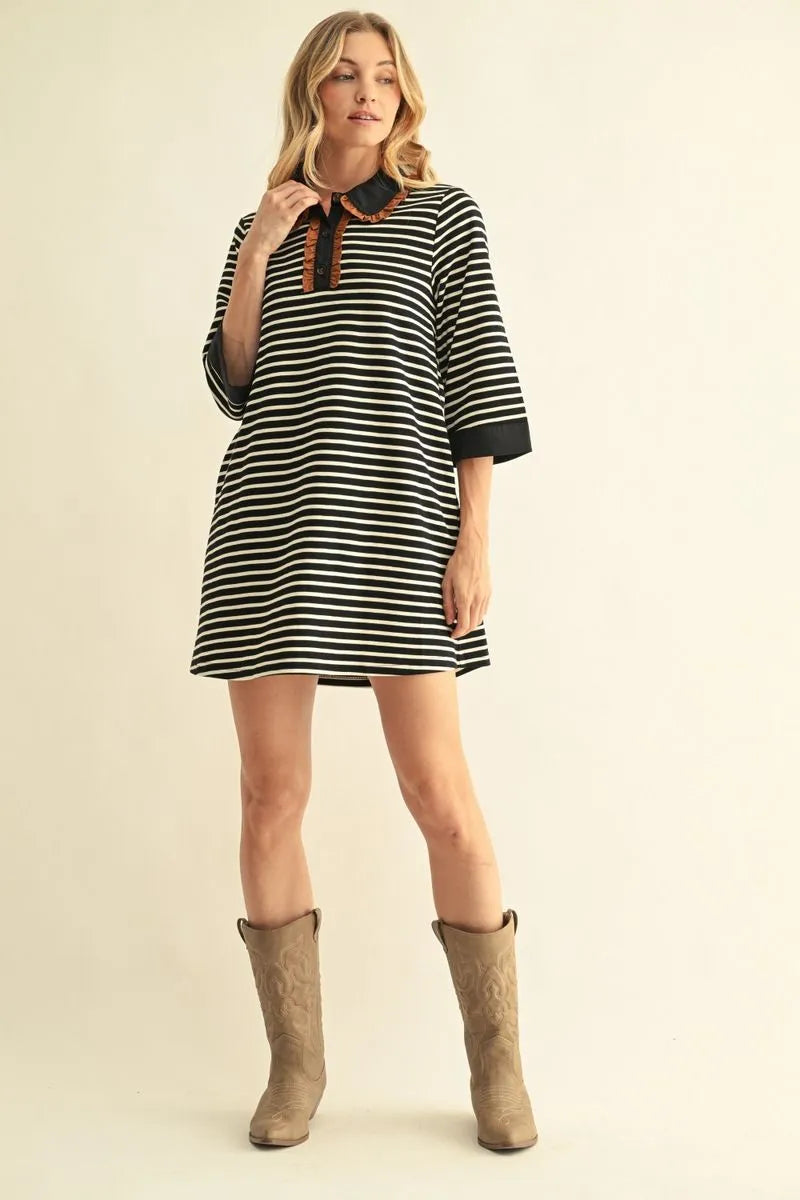 Taupe/Black Stripe Dress