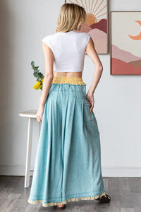 Jade Blue Wide Leg Cotton Pant