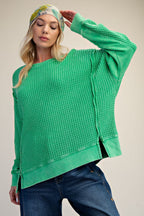 Green Washed Thermal Pullover