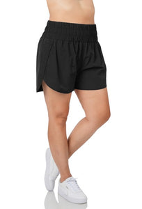 Curvy Black Windbreaker Shorts