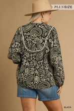 Load image into Gallery viewer, Curvy Black Paisley Top
