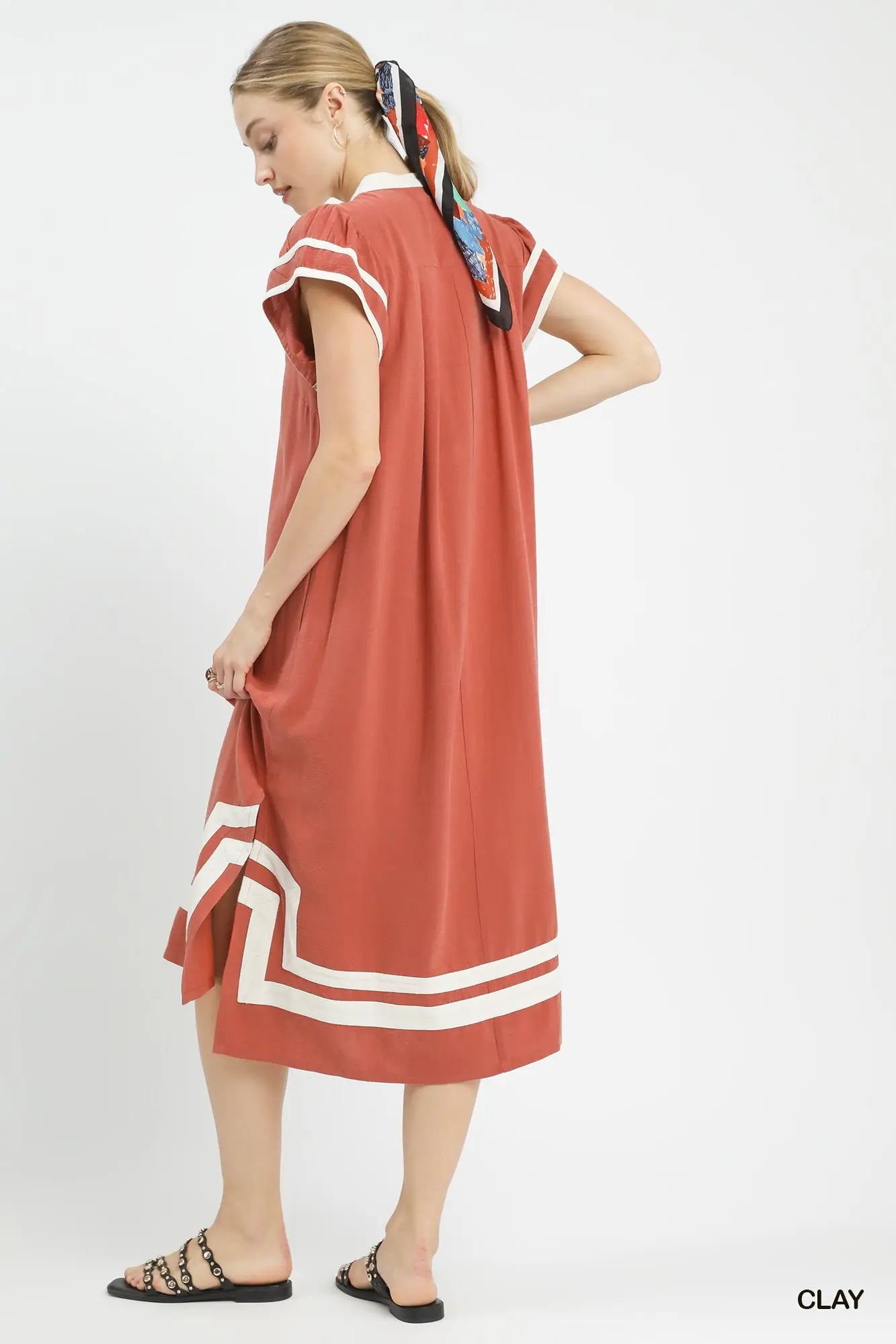 Clay & Cream Linen Dress