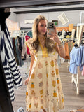 Cream Printed Midi Dress