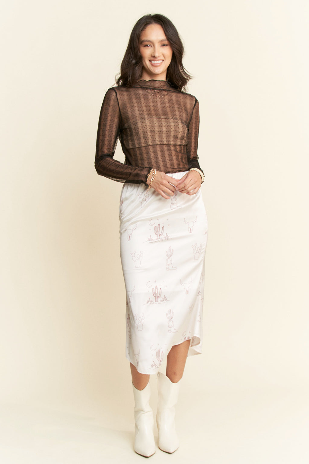 Western Printed MIDI Skirt