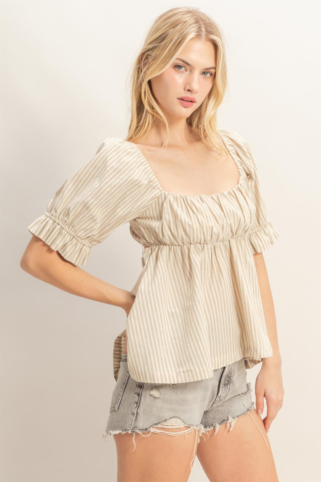 Taupe Peplum Top Set
