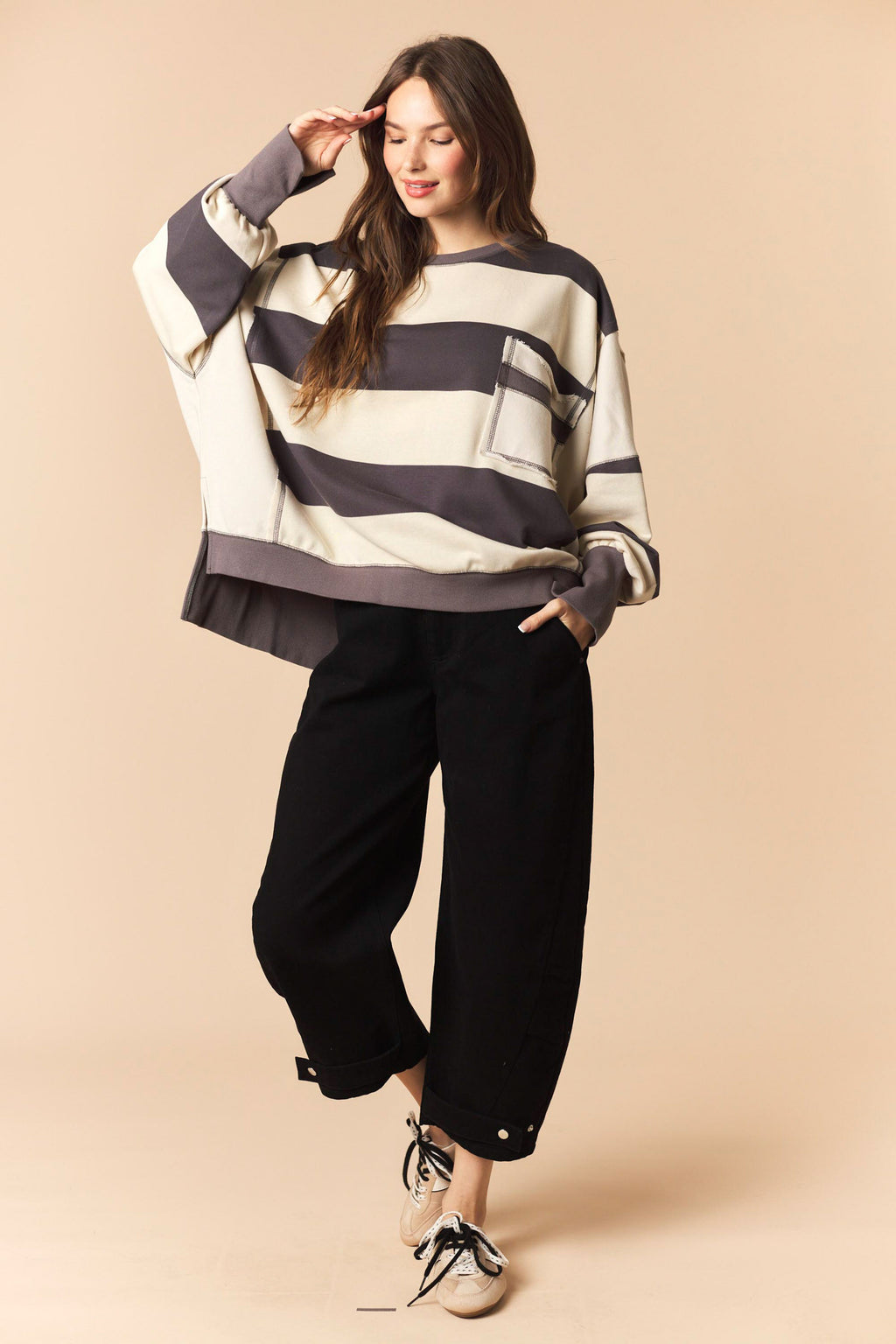 Charcoal/Ivory Oversized Sweatshirt