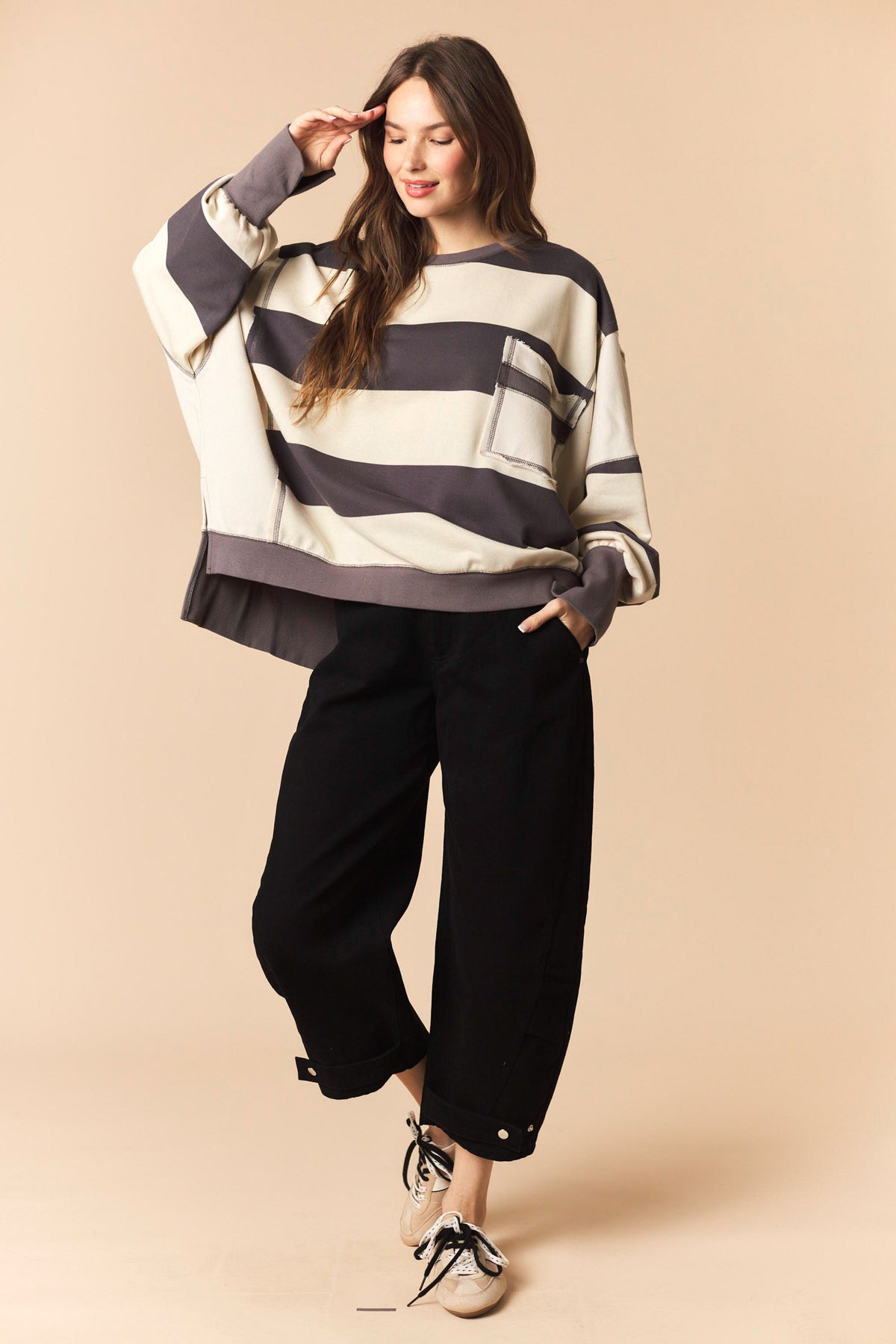 Charcoal/Ivory Oversized Sweatshirt