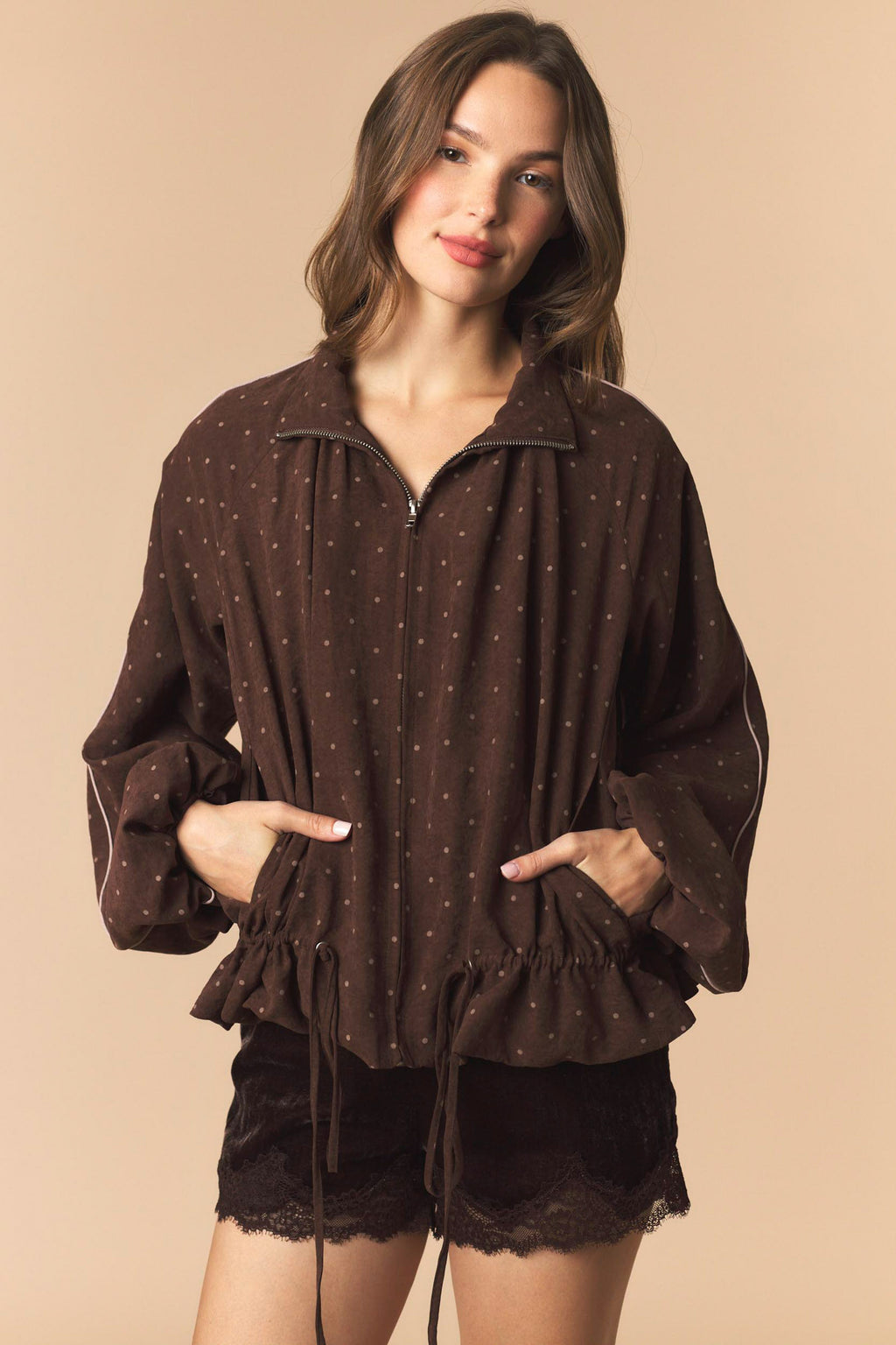 Brown Mini Dot Windbreaker